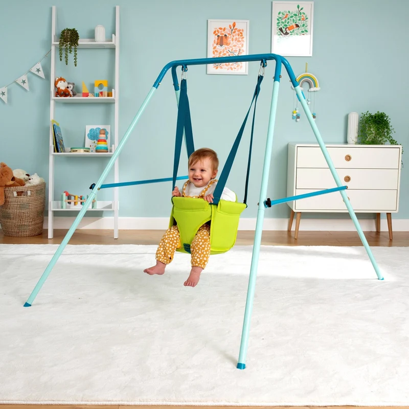 Portique balançoire fauteuil bébé pliant - métal - H129 cm
