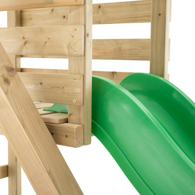 Portique balançoire nid d'oiseau et toboggan - bois carré FSC® - H243 cm - ALYSSE