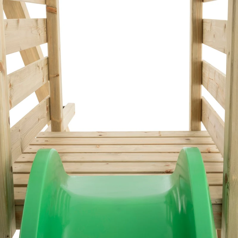 Portique balançoire nid d'oiseau et toboggan - bois carré FSC® - H243 cm - ALYSSE