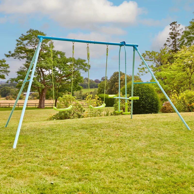 Portique 2 balançoires et vis-à-vis - métal - H185 cm