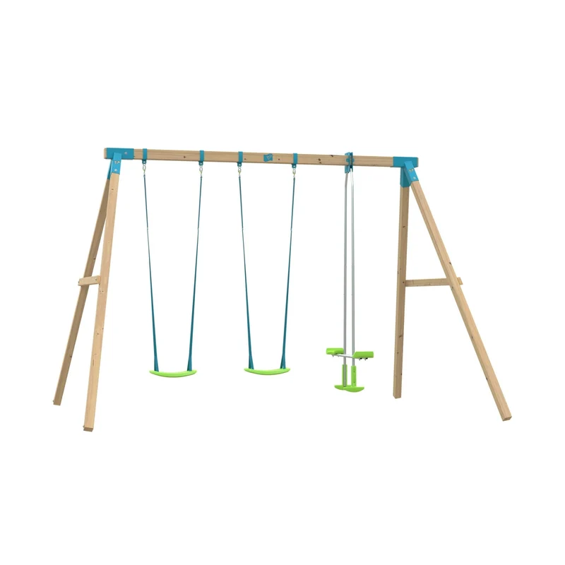 Portique 2 balançoires avec vis-à-vis - bois carré FSC® - H243 cm - ANTHÉMIS