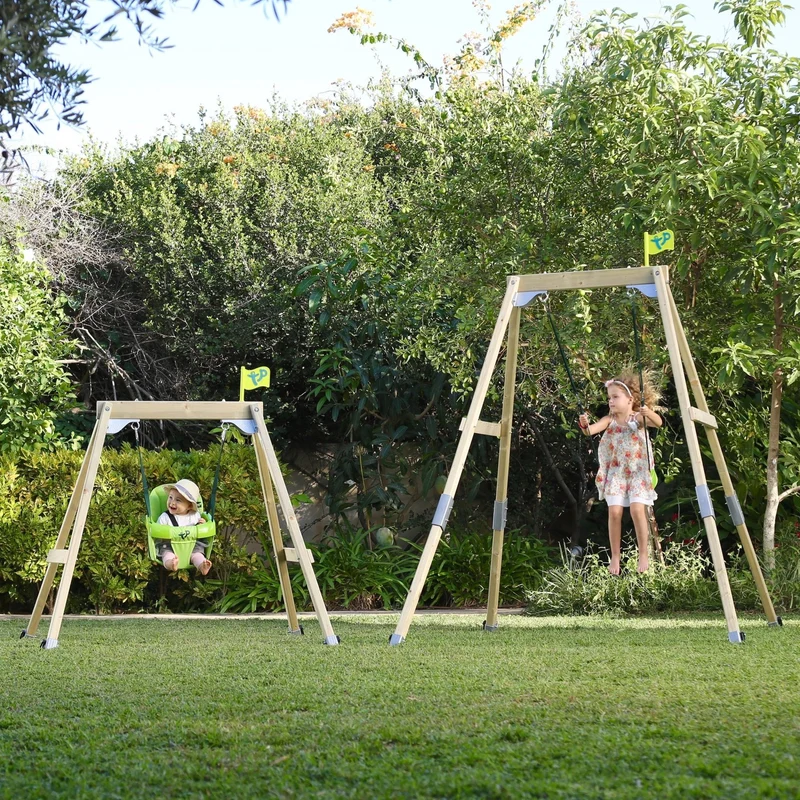 Portique balançoire évolutif avec fauteuil bébé - bois FSC® - H120-200 cm - FOREST ACORN