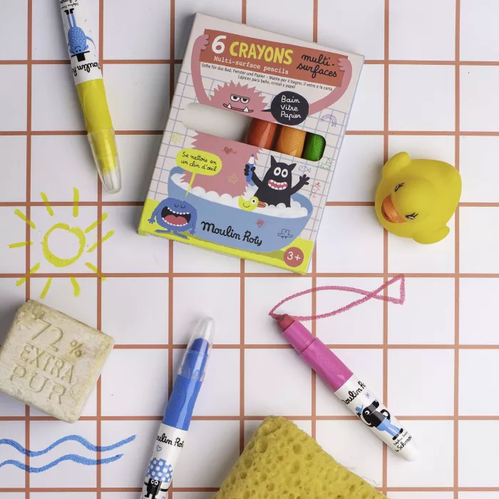 Moulin roty - Les Schmouks - 6 crayons multisurfaces - 3 ans+