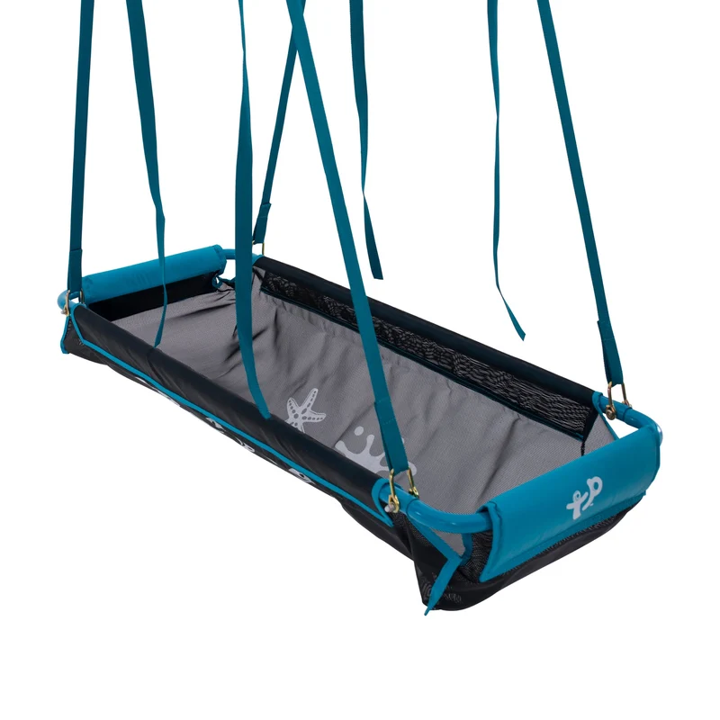 Balançoire bateau pirate 2 enfants pour portique bois - sans fixation - noir et bleu