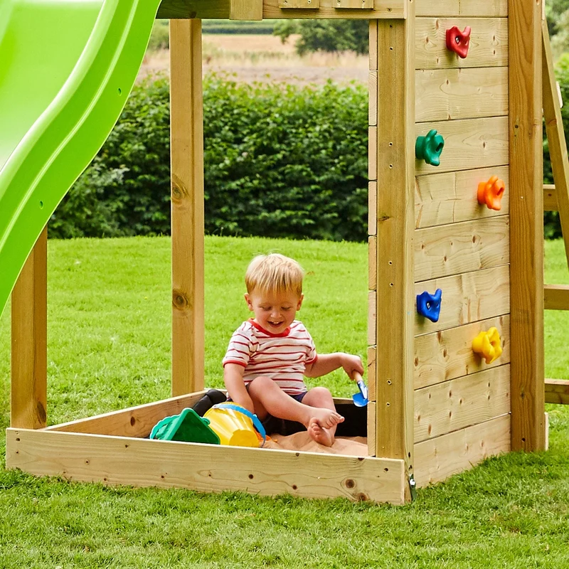 AIre de jeux pont de singe, 2 balançoires et toboggan - bois FSC® - TAMARIN SKYWOOD