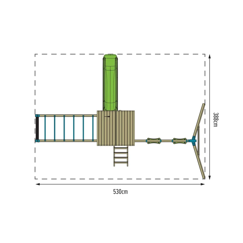AIre de jeux pont de singe, 2 balançoires et toboggan - bois FSC® - TAMARIN SKYWOOD