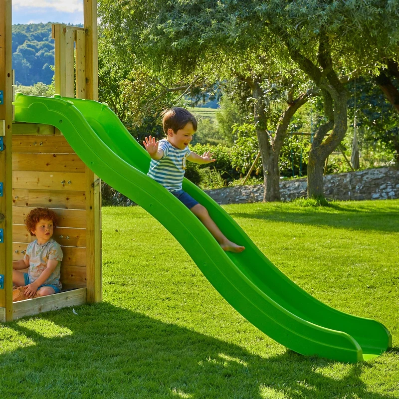 Aire de jeux tour avec toboggan et mur d'escalade - bois FSC® - H270 cm - SKYWOOD
