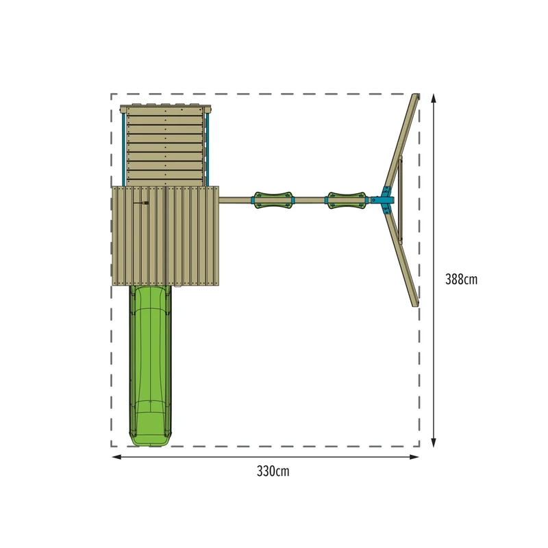 AIre de jeux 2 balançoires et toboggan - bois FSC® - H270 cm - SARRIETTE SKYWOOD