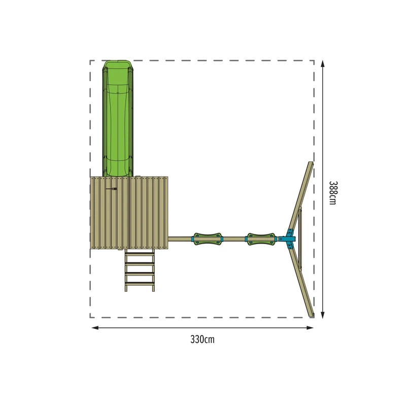 AIre de jeux 2 balançoires et toboggan - bois FSC® - H270 cm - OLIVÈTE SKYWOOD
