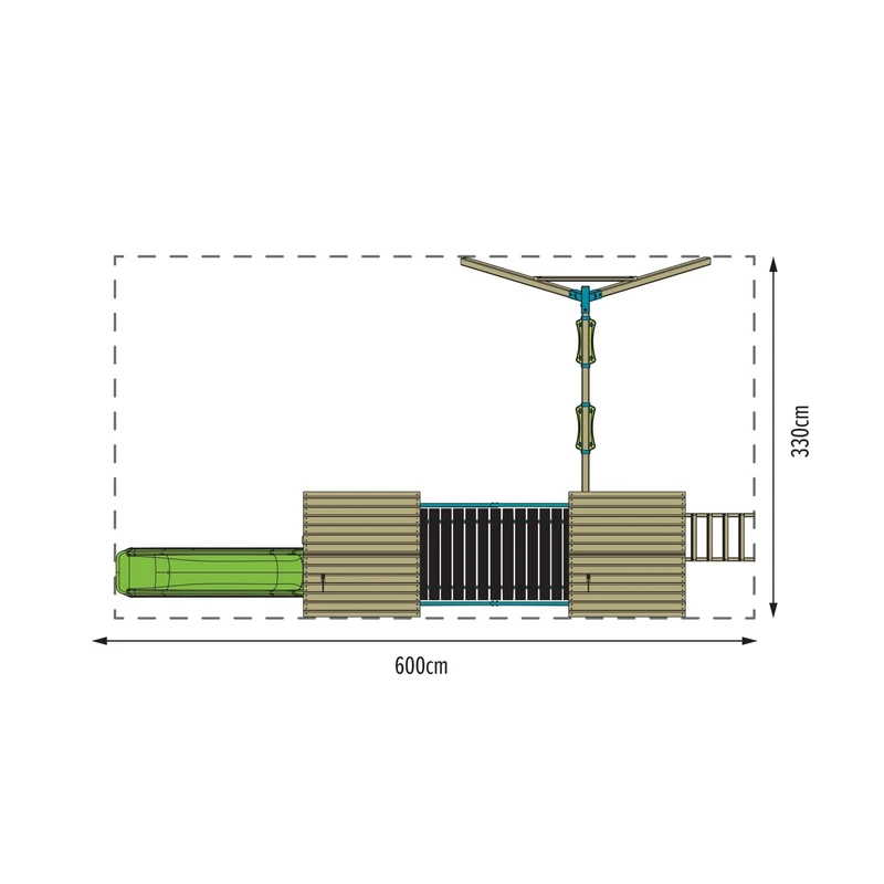 AIre de jeux XXL 2 tours, pont suspendu et toboggan - bois FSC® - LAURIER SKYWOOD