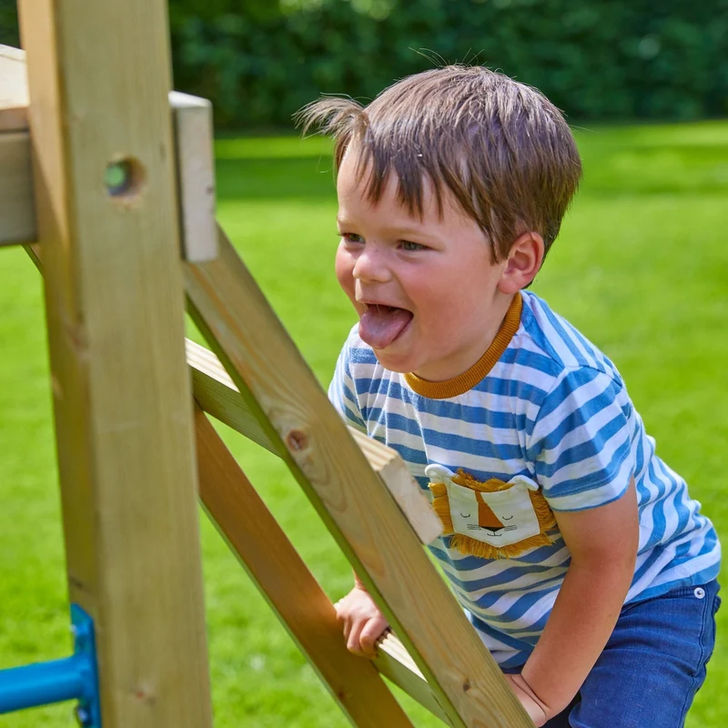 AIre de jeux toboggan et pont suspendu - bois FSC® - H270 cm - CITRONNIER SKYWOOD