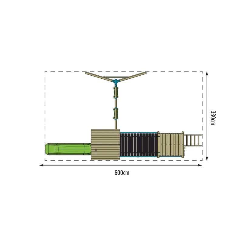 AIre de jeux 2 balançoires, toboggan et pont suspendu - bois FSC® - H270 cm - BRUYÈRE SKYWOOD