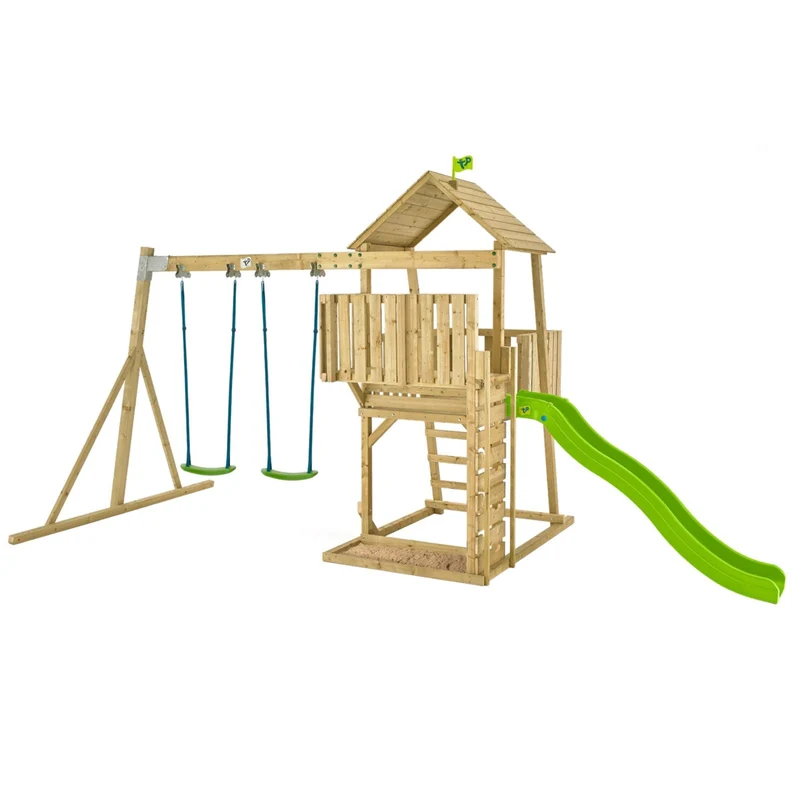 Aire de jeux avec 2 balançoires et toboggan - bois FSC® - H306 cm - KINGSWOOD