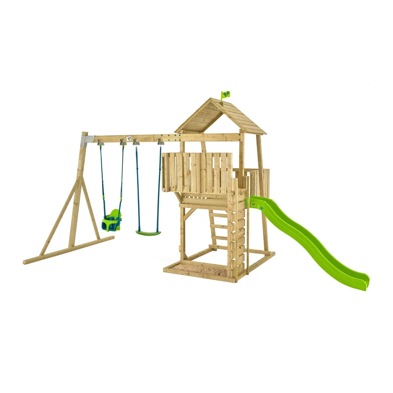 Aire de jeux avec siège bébé, balançoire et toboggan - bois FSC® - H306 cm - KINGSWOOD