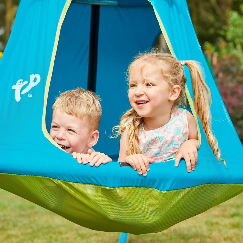 Balançoire tente enfant OVNI H190-250 cm bleu