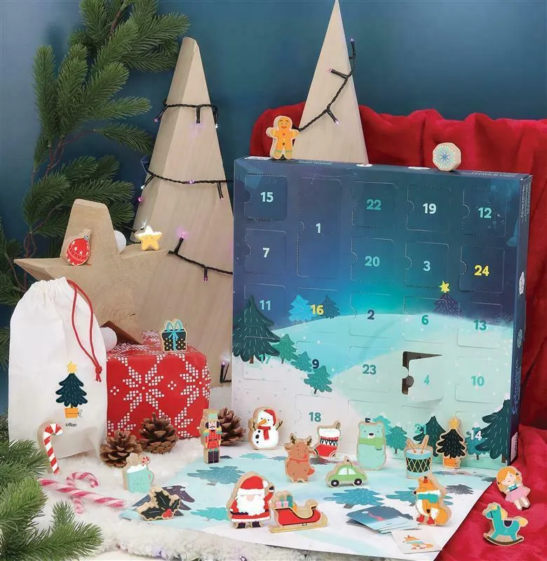 Vilac - calendrier de l'avent - en bois- touche et trouve