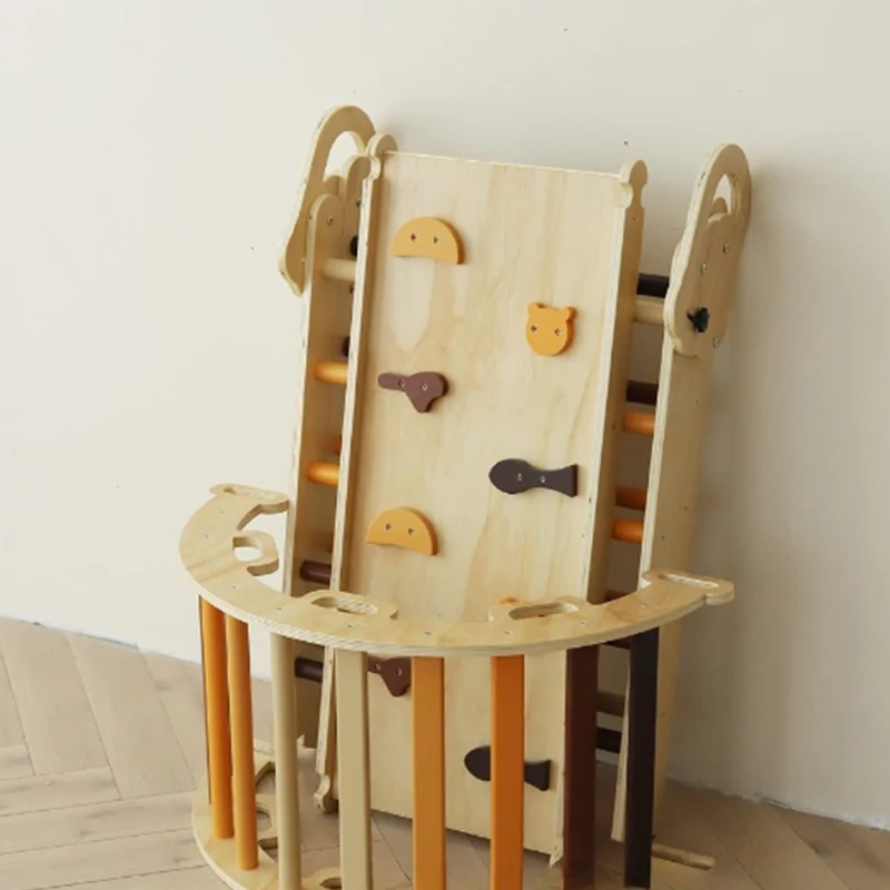 Montessori Kletterset aus Holz – Klappbares Dreieck, Rutsche & Bogen