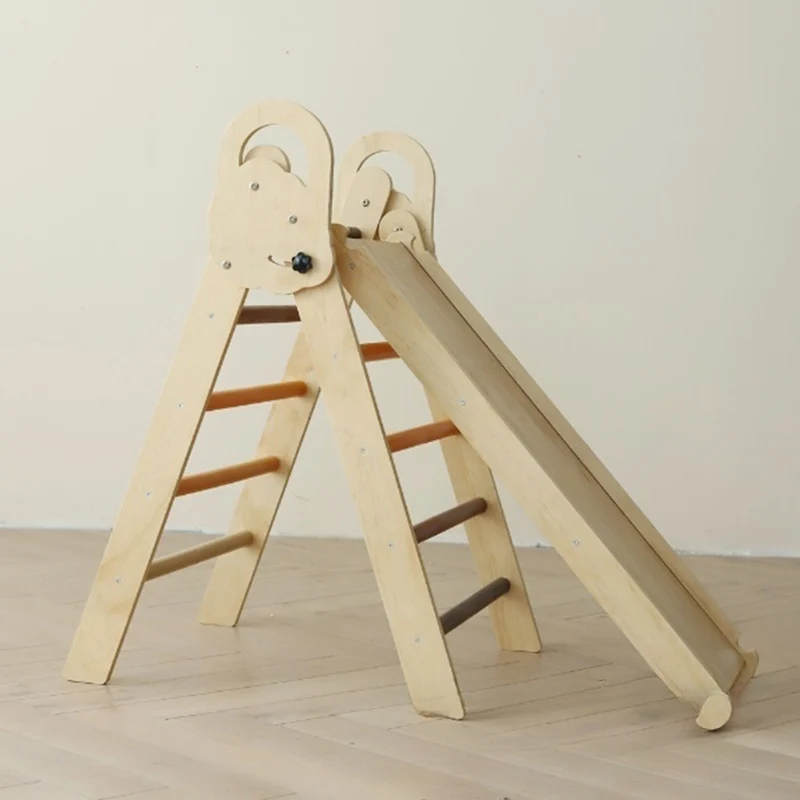 Montessori Kletterset aus Holz – Klappbares Dreieck, Rutsche & Bogen