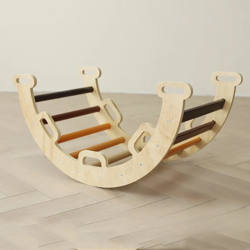 Montessori Kletterset aus Holz – Klappbares Dreieck, Rutsche & Bogen