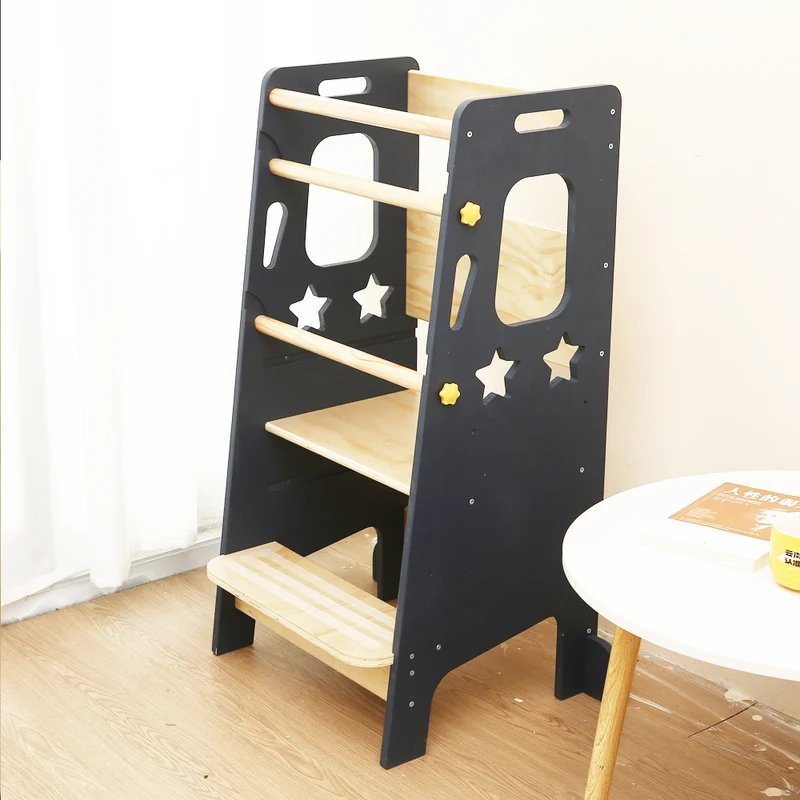 Lernturm Kinder Holz höhenverstellbar – Montessori Learning Tower Küche stabil & sicher