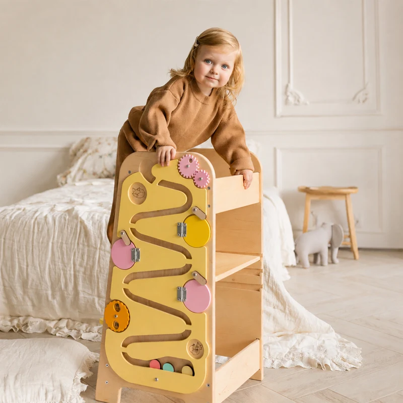 Montessori 5-in-1 Lernturm & Busy Board Station