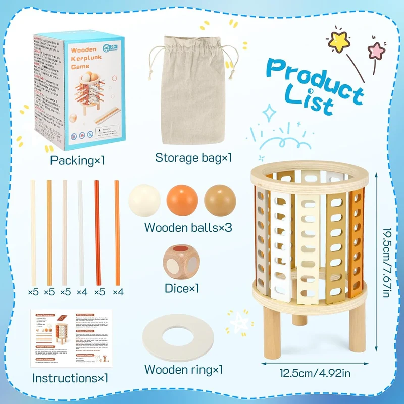 Farblernturm Montessori Spielzeug – Rund (Drop-Stick & Kugelspiel)