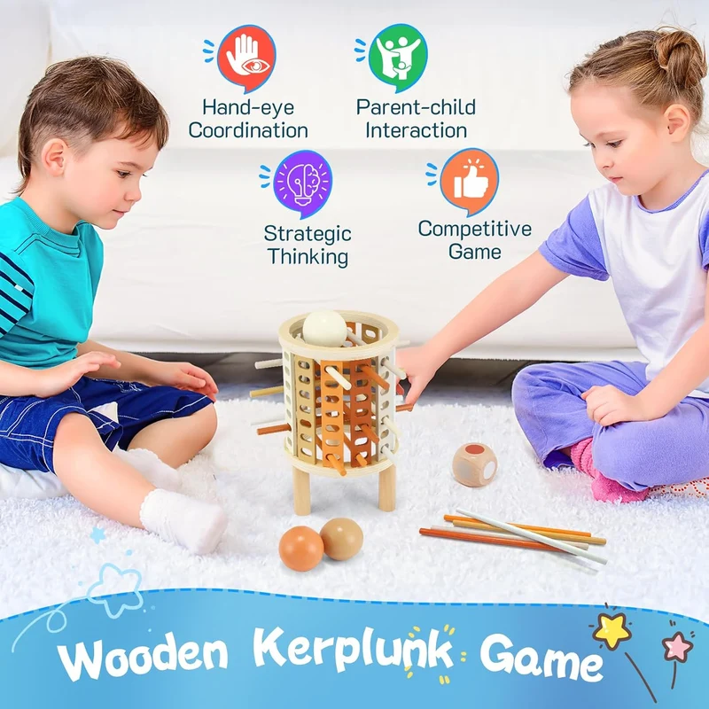 Farblernturm Montessori Spielzeug – Rund (Drop-Stick & Kugelspiel)