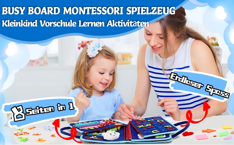 Montessori Busy Board/Quiet Book 8-seitig – Dinosaurier