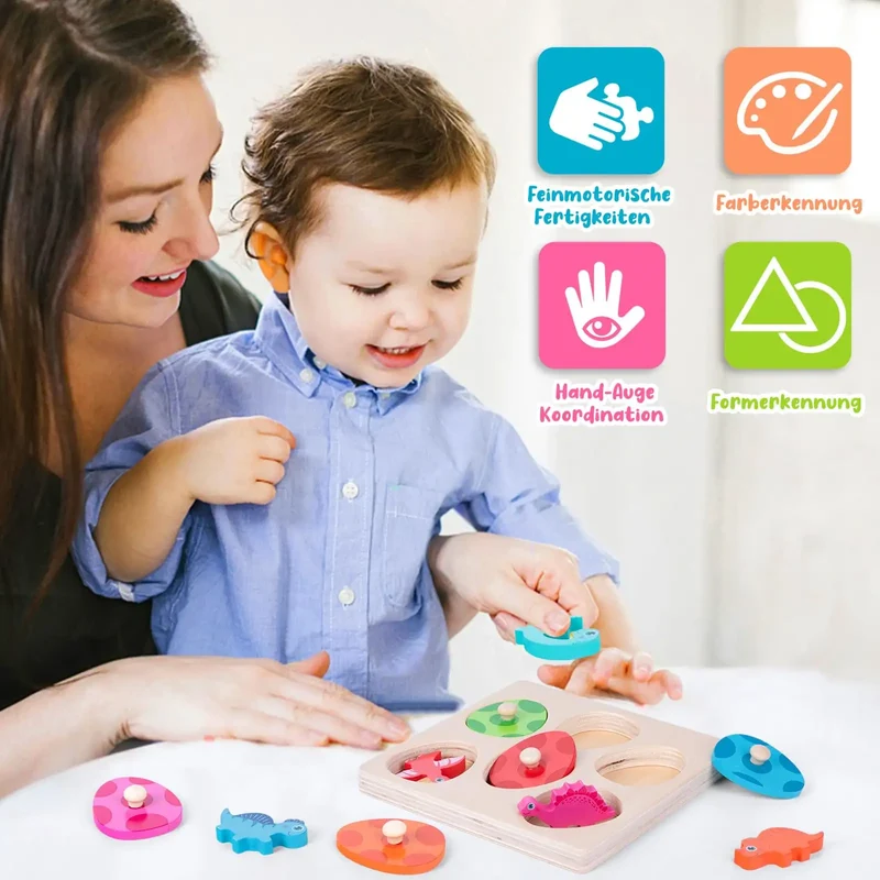 Montessori Holzspielzeug Dino Eier