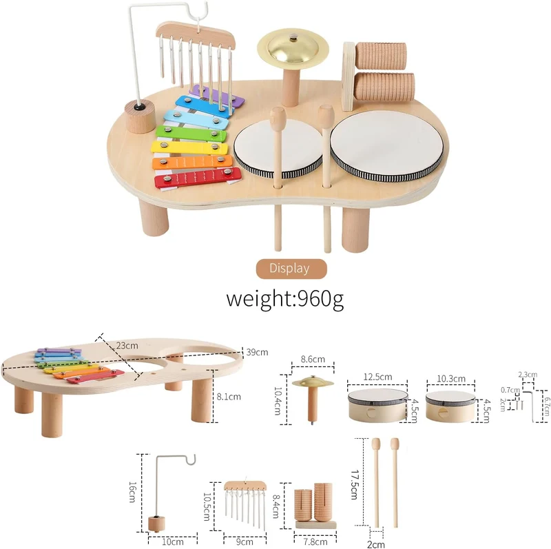 Table d'Activités Musicales Montessori en Bois – Son et Rythme, dès 3 ans
