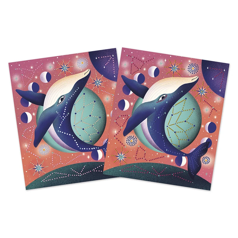 Janod - Peinture pointillisme 3D Animaux cosmiques - Kit créatif🧒8 ans+