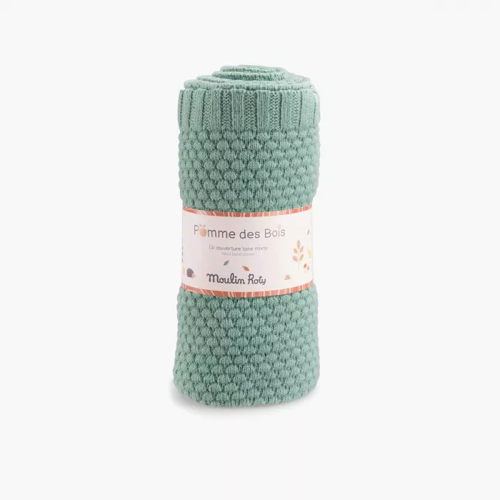 Moulin Roty - couverture laine mixte pour bébé - pomme des bois 👶Naissance+