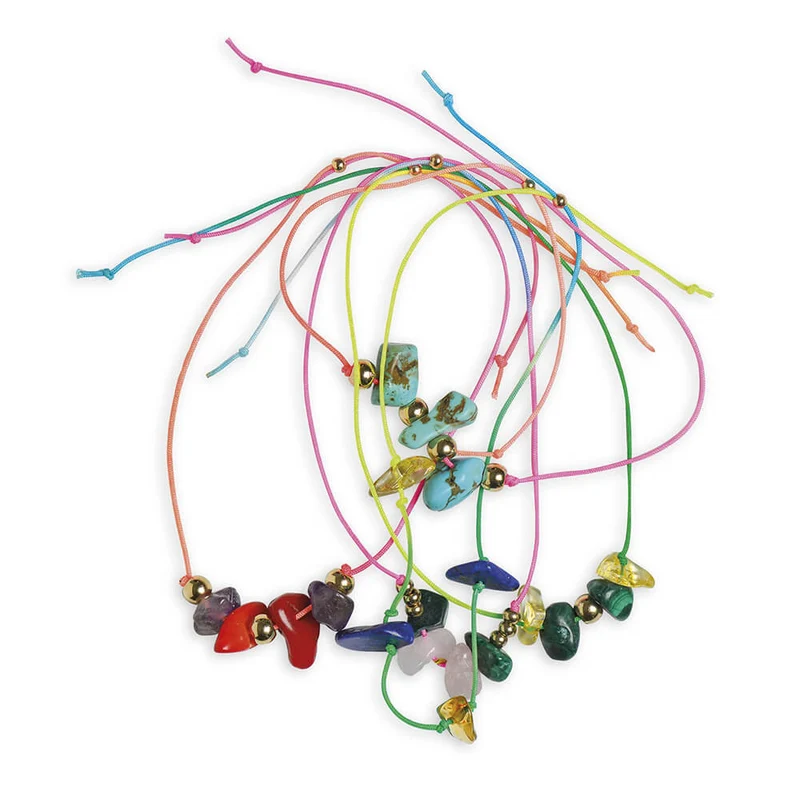 Janod - 16 Bijoux pierres Porte-bonheur à créer - kit créatif - 6 ans+