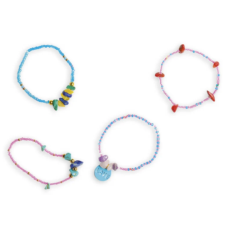 Janod - 16 Bijoux pierres Porte-bonheur à créer - kit créatif - 6 ans+