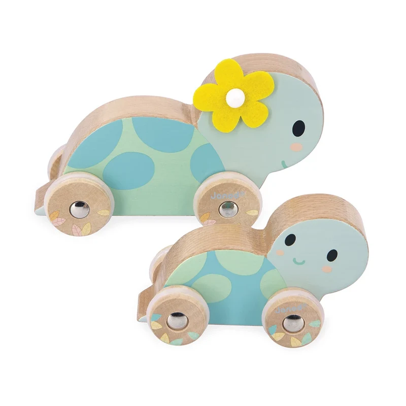 Janod - Set de 2 Tortues à pousser Pure 👶1 an+