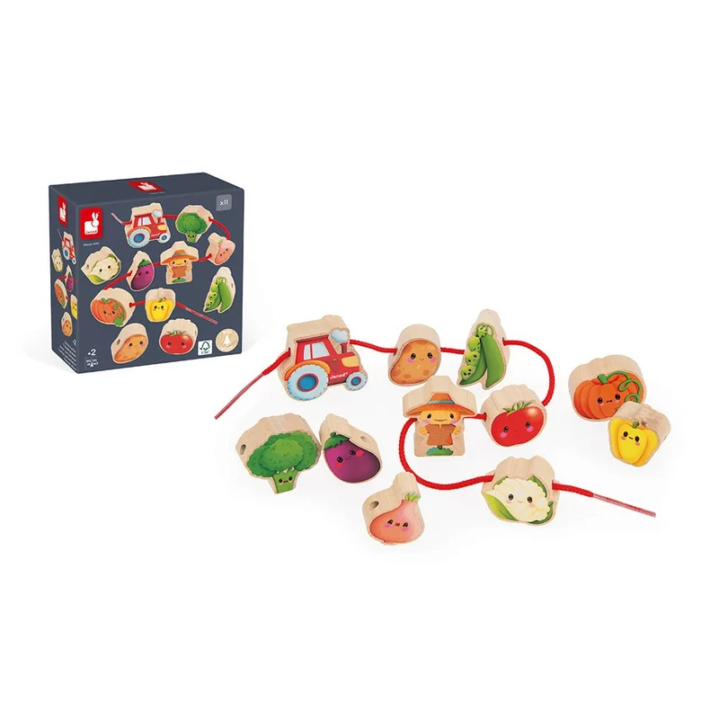 Janod - Perles à enfiler - Potager - Ferme - 2 ans+
