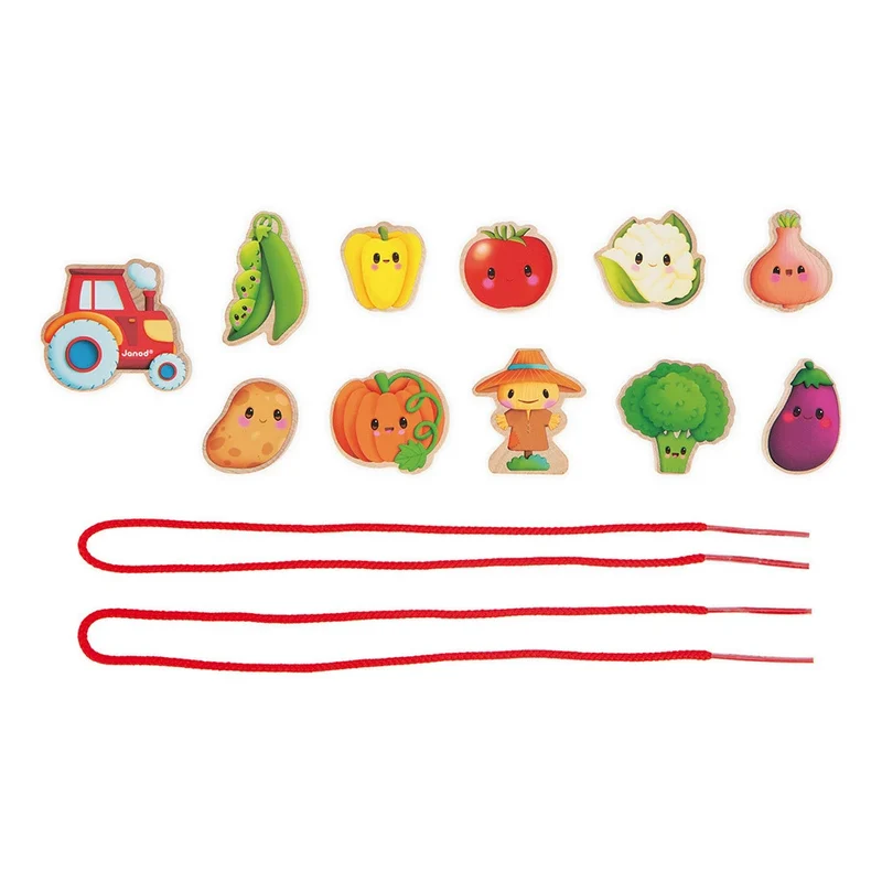 Janod - Perles à enfiler - Potager - Ferme - 2 ans+