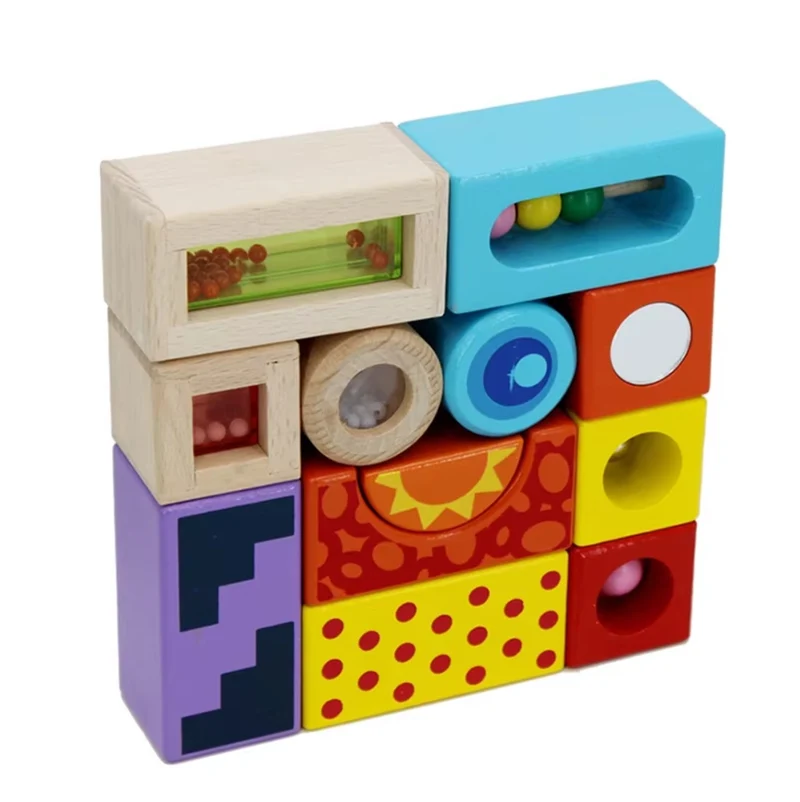 Sound Blocks 12 bunte Holzklötze, die Geräusche erzeugen