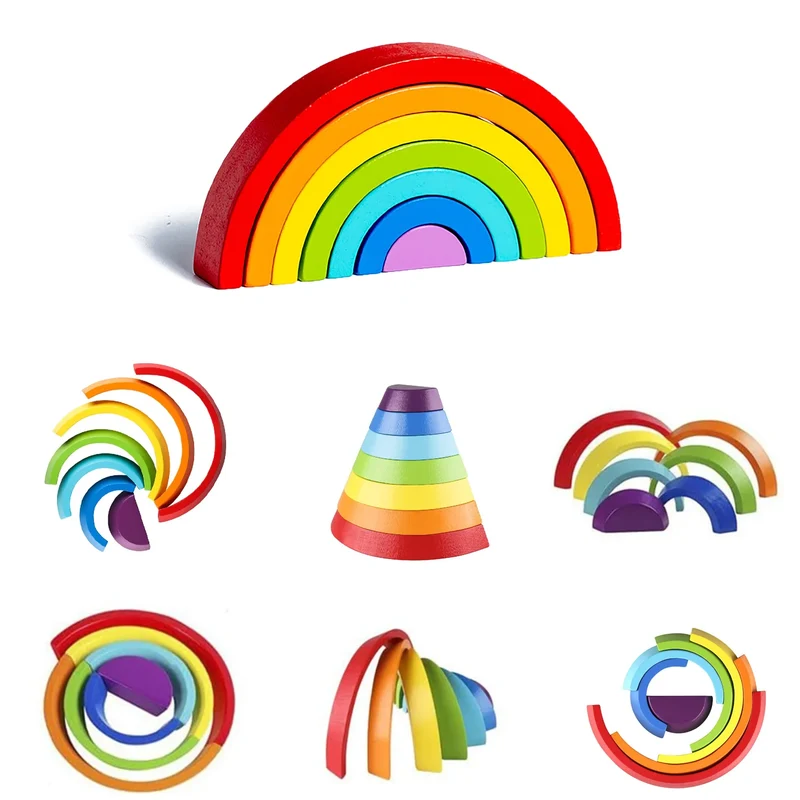 Montessori Stapelspielzeug – Holz Regenbogen