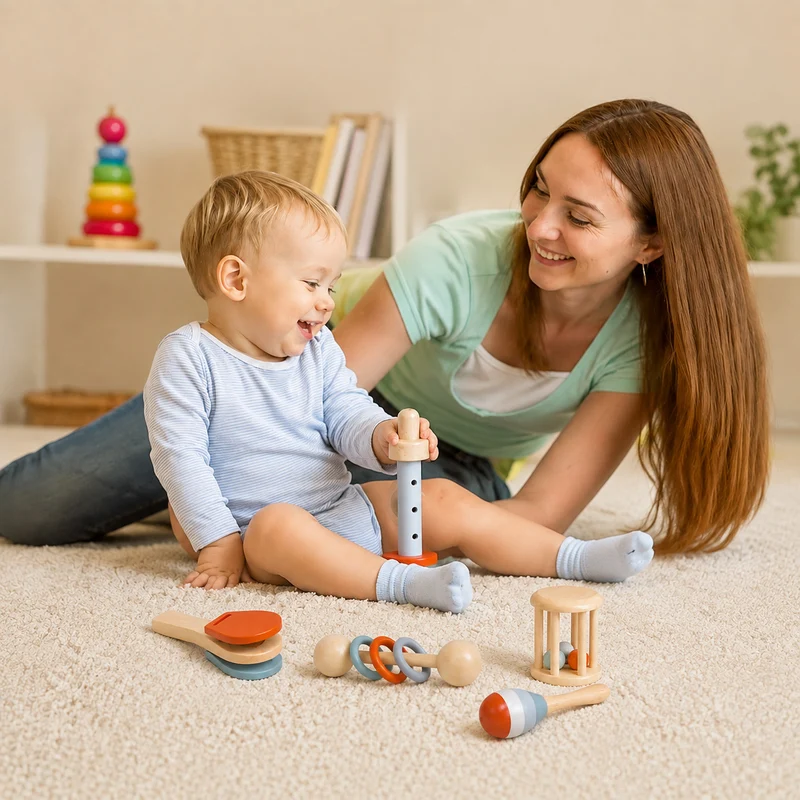 Montessori Musikspielzeug aus Holz – 5-teiliges Instrumente-Set