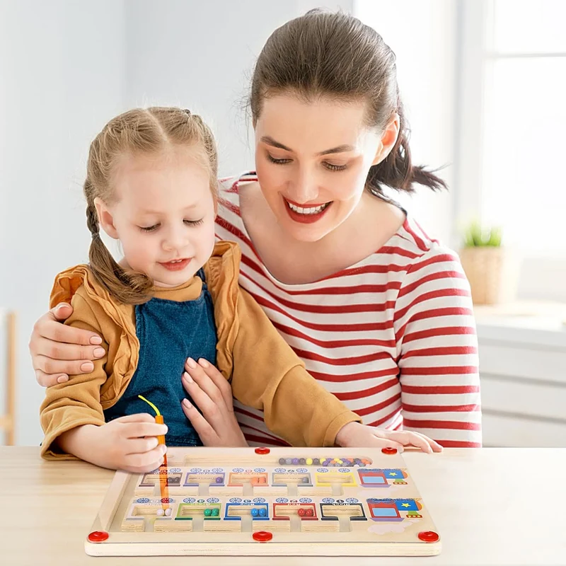 Montessori Holz-Labyrinth 3D – Magnetisches Geschicklichkeitsspiel