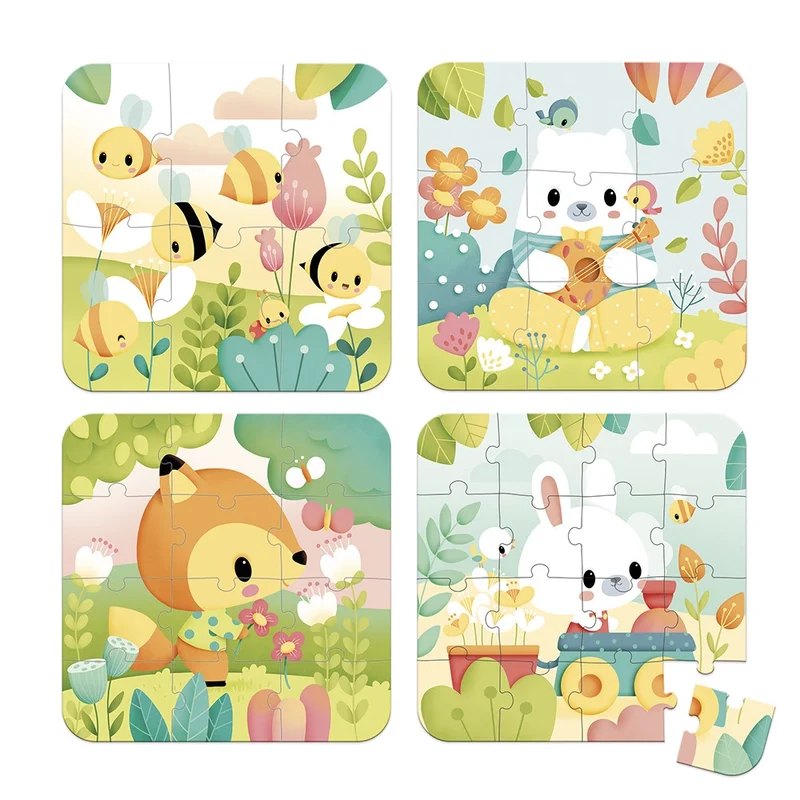Janod - 4 Puzzles évolutifs Pure - 2 ans+