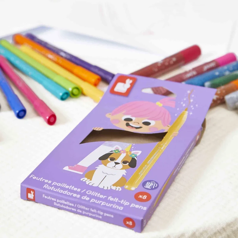 Janod - Feutres pailletés x 8 - 3 ans+