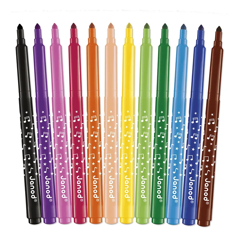 Janod - Feutres longue durée X 12 - 3 ans+