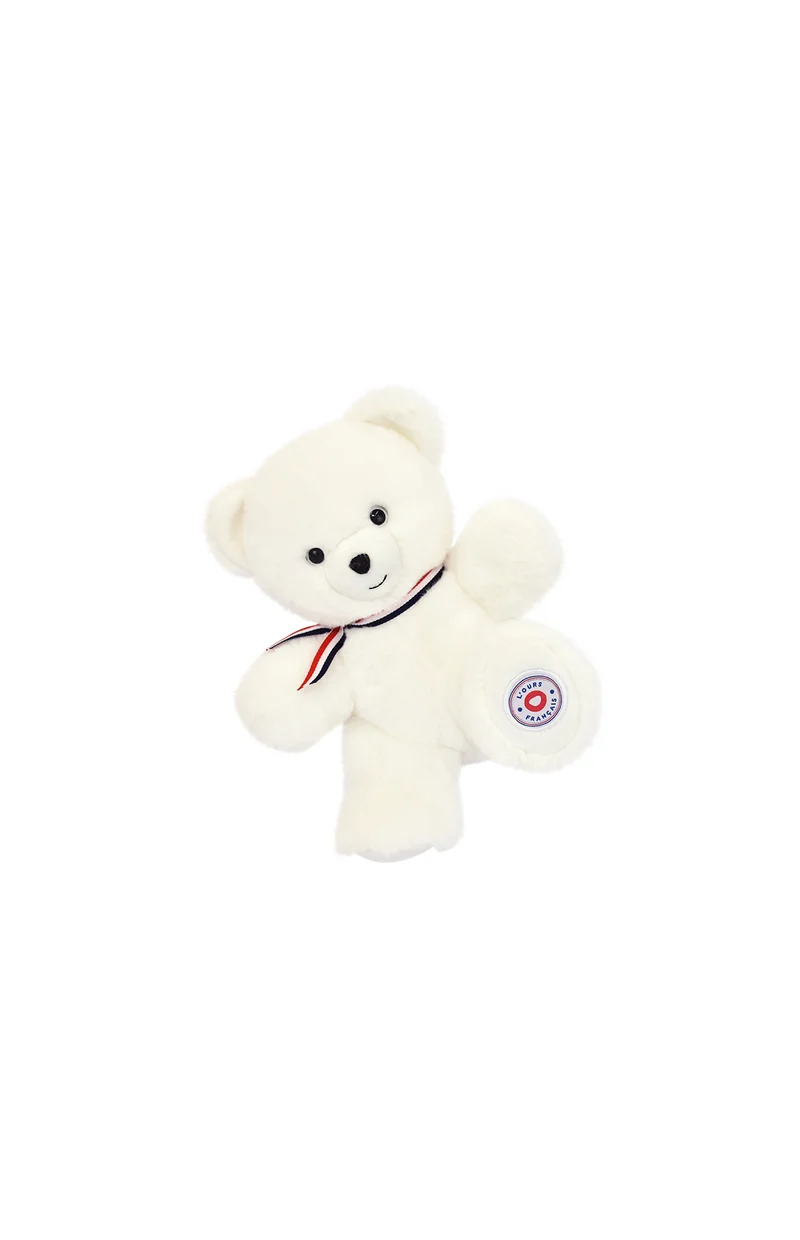 Doudou et compagnie - Ours en Peluche Articulé Français - 25 cm - Blanc naissance+ 👶Naissance+