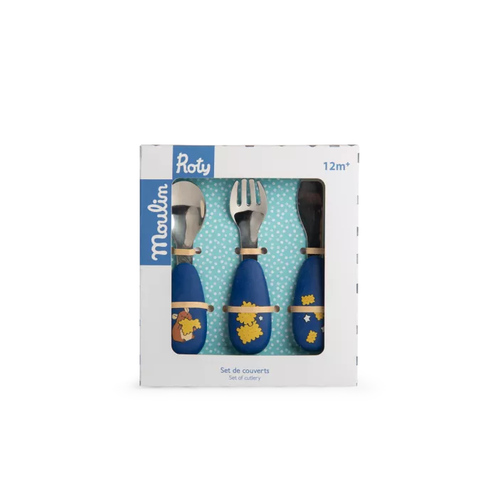Moulin Roty - Puce & Pilou - Set couverts silicone - 1 an+