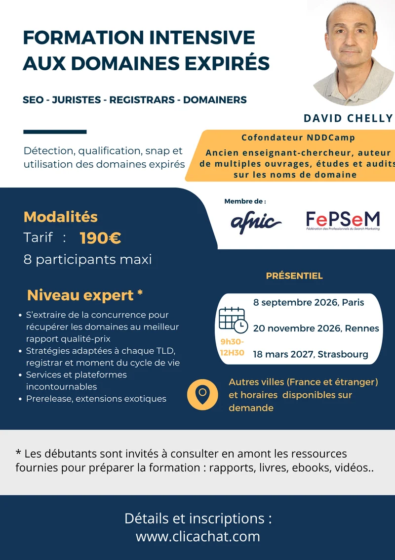 Formation aux noms de domaine expirés, Rennes - 19 novembre 2026