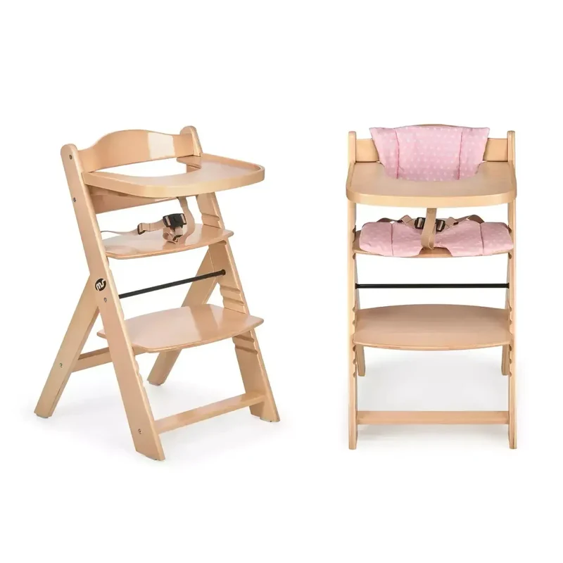 Chaise Haute 2-en-1 en Bois pour Bébé et Enfant - Évolutive de 6 Mois à 10 Ans