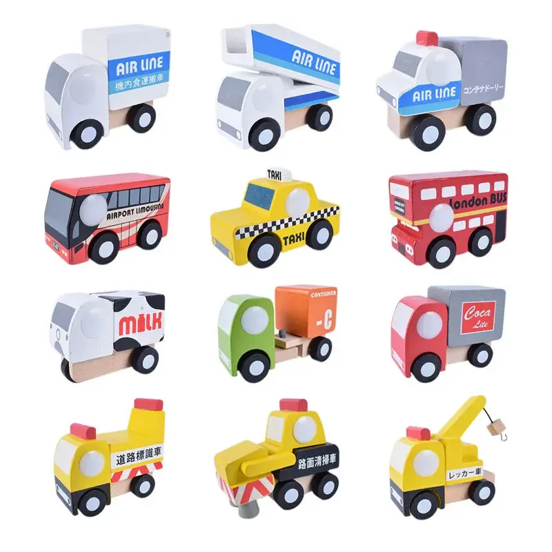 Lot de 12 Mini Voitures en Bois - Jouet Educatif pour Enfants dès 3 Ans