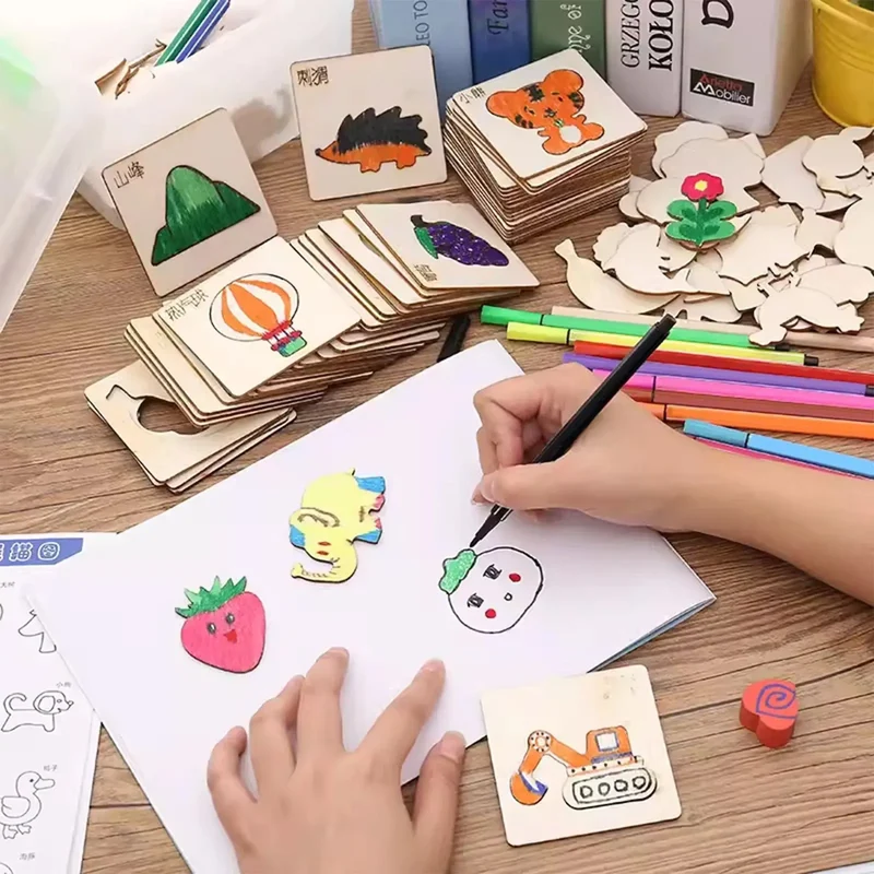 Pochoirs en Bois Montessori pour Enfants - Lot de 20 à 60 Pièces